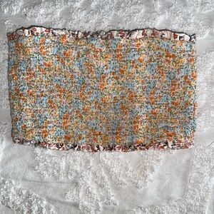 Floral, tube top, strapless, multicolored, rainbow